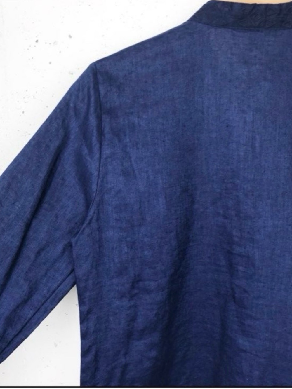 JM Collection Navy Embellished Linen Tunic - Picture 7 of 10